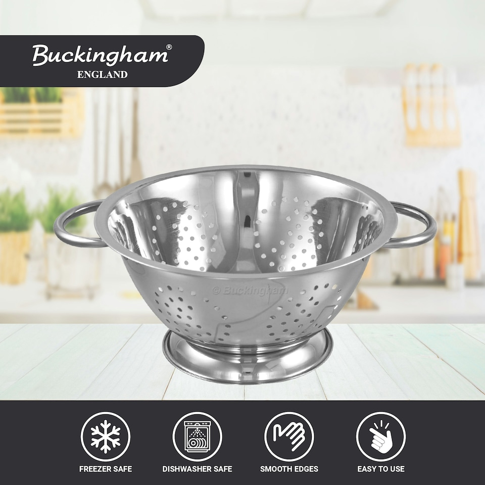 image 1 of Buckingham Stainless Steel Deep Colander 7.5 Litre / 34 cm