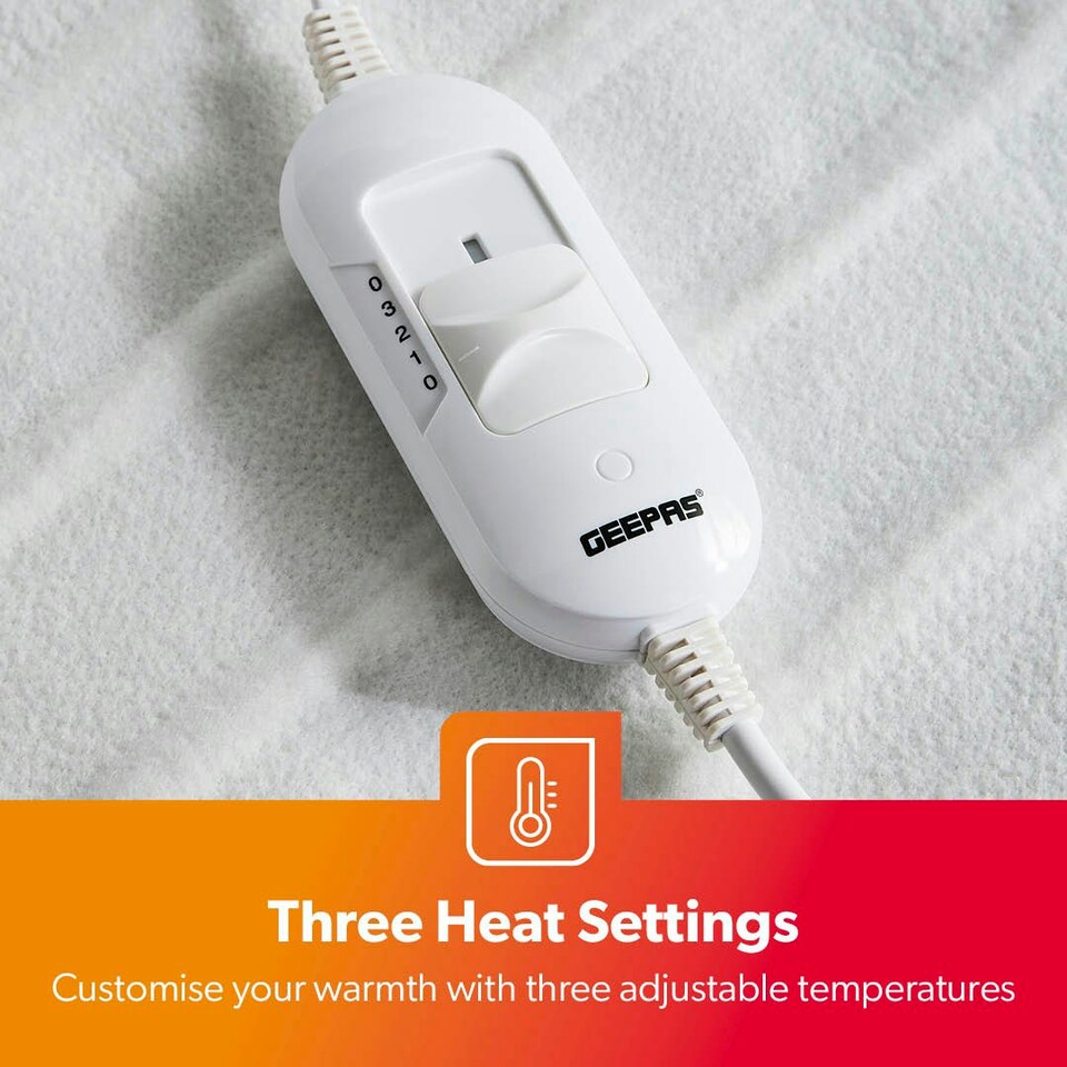 image 1 of GEEPAS Electric Heated Under Blanket 137x165 cm | White White