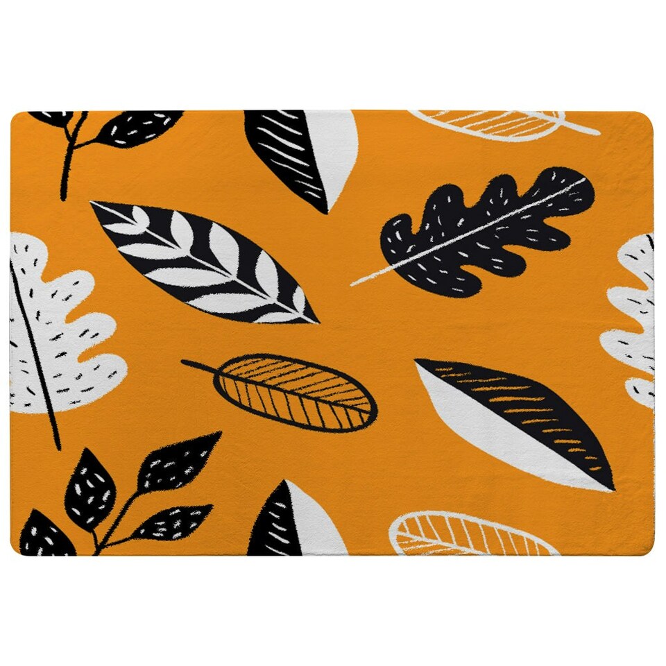 image 1 of doodle leaves (Rug) Orange | Medium: 80x150cm