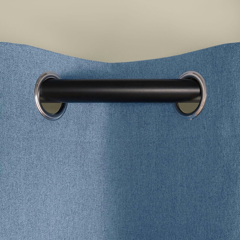 image 1 of OHS Woven Textured Blackout Eyelet Curtains, 46x54" - Blue