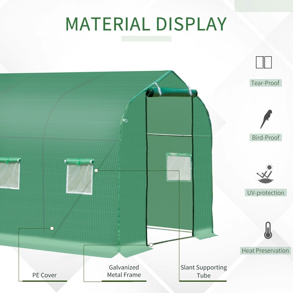 image 1 of Outsunny 3 x 2 M Walk in Polytunnel Greenhouse Galvanised Steel w/ Zipped Door