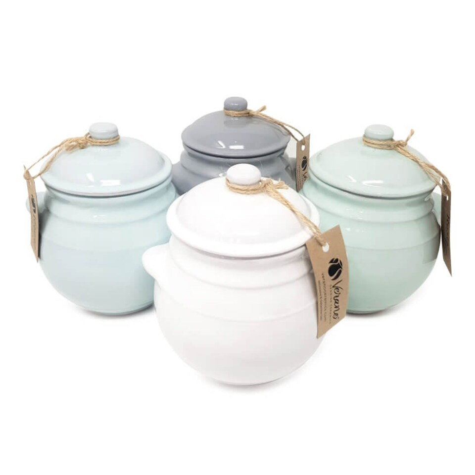 image 1 of Verano Spanish Ceramics Rustic Pastel Storage Jar - 15cm Grey Set of 3