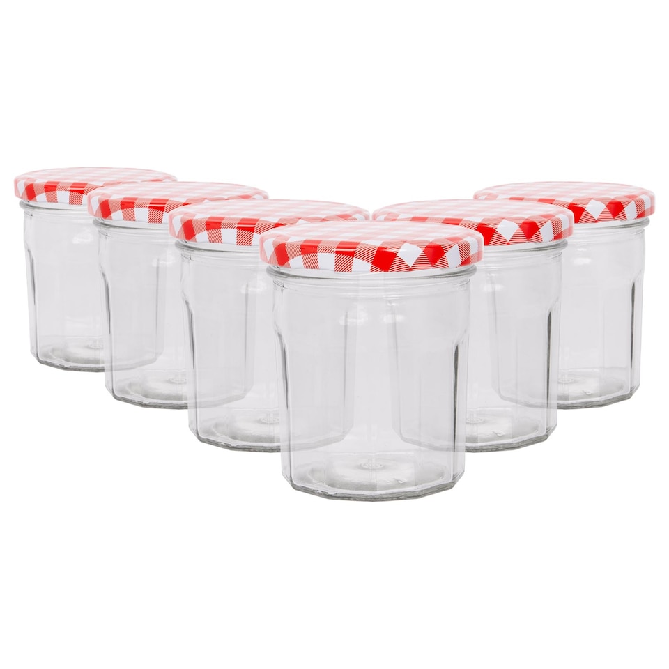 image 1 of Argon Tableware Glass Jam Jars with Lids - 310ml - Pack of 6