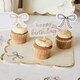 image 4 of Gold & Black Happy Birthday Bow Food Cake Picks - Pack of 12