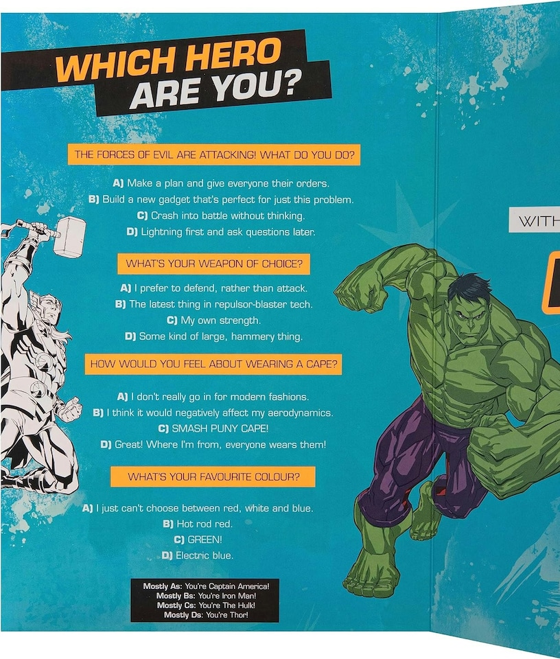 image 1 of Marvel Superheroes Design Grandson Birthday Card with Activity