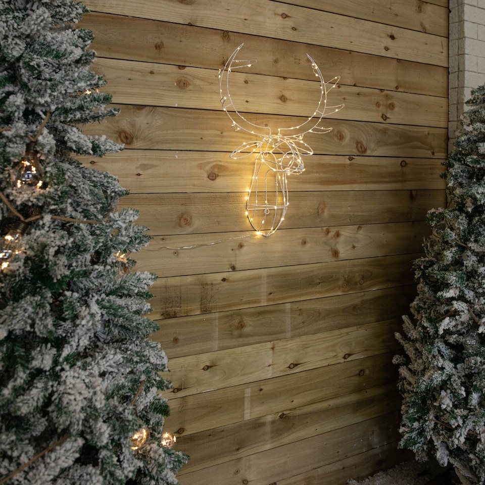 image 1 of 70cm Festive Christmas Indoor Outdoor Twinkling LED Reindeer Head in Warm White
