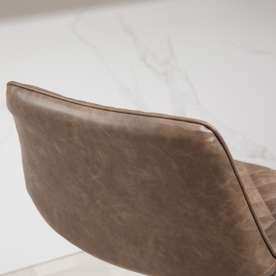 image 1 of HOMCOM Bar Stools Set of 2, Retro Adjustable Kitchen Stool, Swivel PU Leather Upholstered Bar Chairs with Back, Footrest and Steel Base, Brown