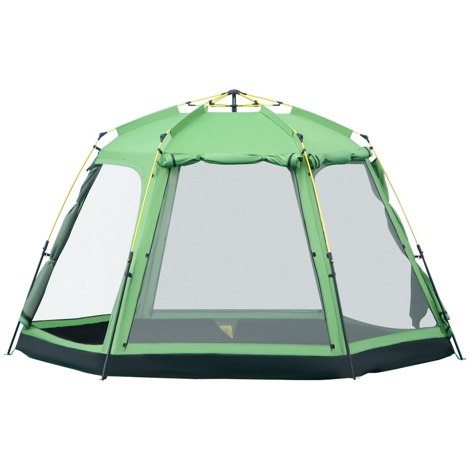 image 1 of Outsunny 6 Person Camping Tent 2-Tier Pop-up Tent with Portable Carry Bag