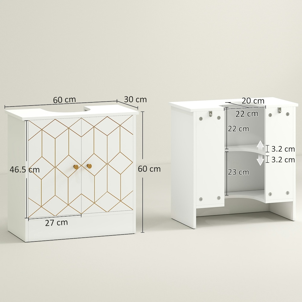 image 1 of HOMCOM Bathroom Under Sink Cabinet for Basin with or without Pedestal White | White