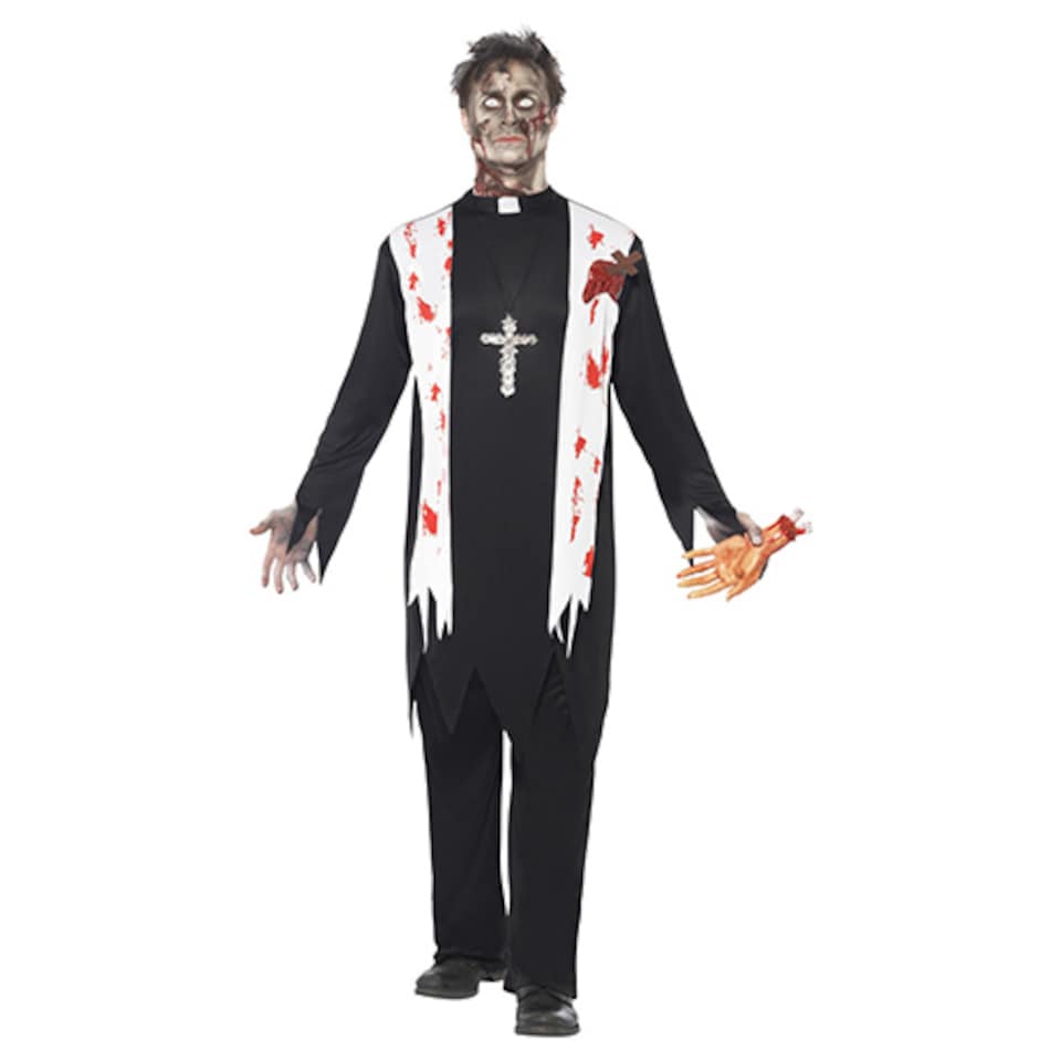 image 1 of Zombie Priest Fancy Dress Costume Adult Mens Medium