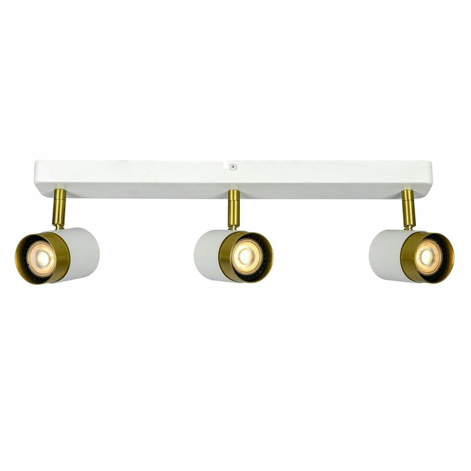 image 1 of CGC ORIO White and Brushed Gold Triple Three Head GU10 Adjustable Ceiling Spot Light Bar White