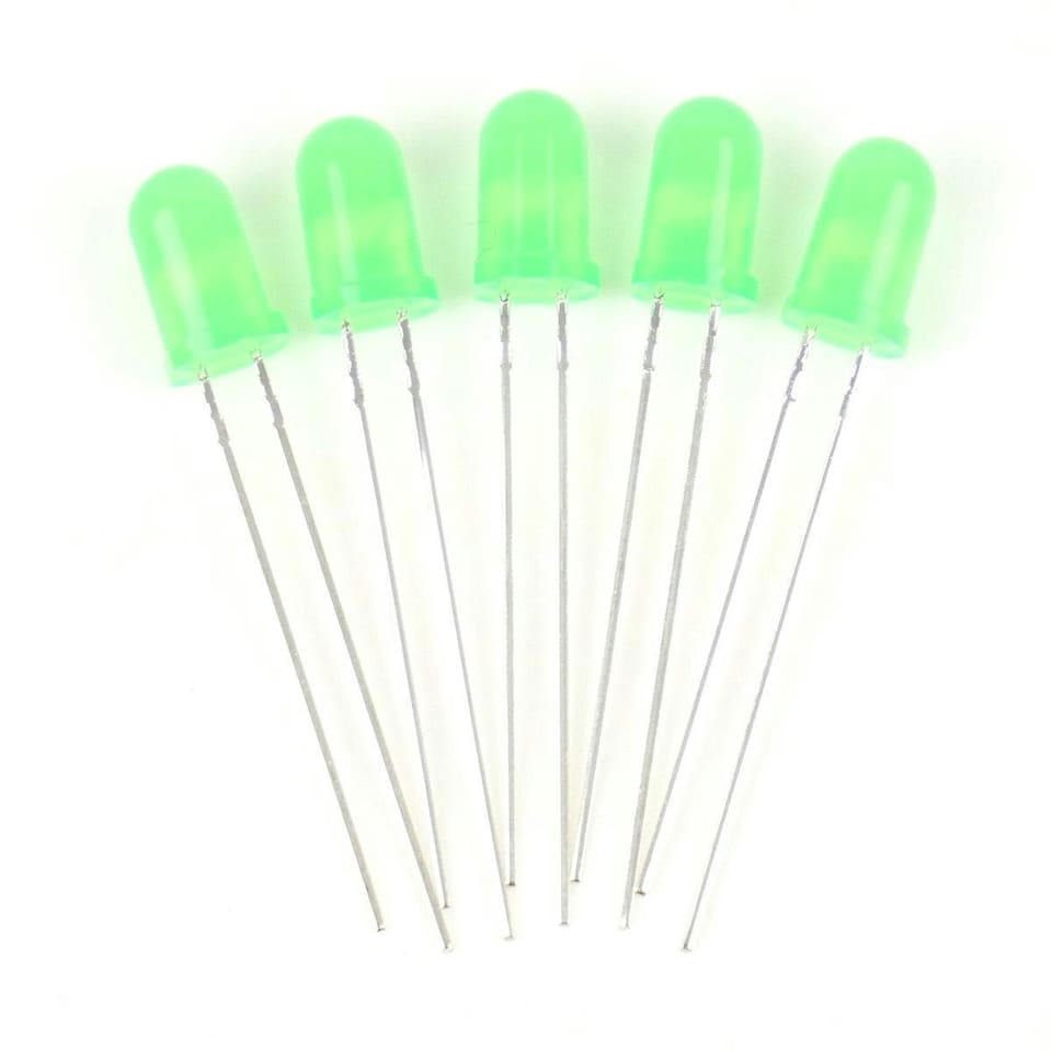 image 1 of Gaugemaster Electric Green 5mm 12v LEDs (5) - Use GM76 Resistors