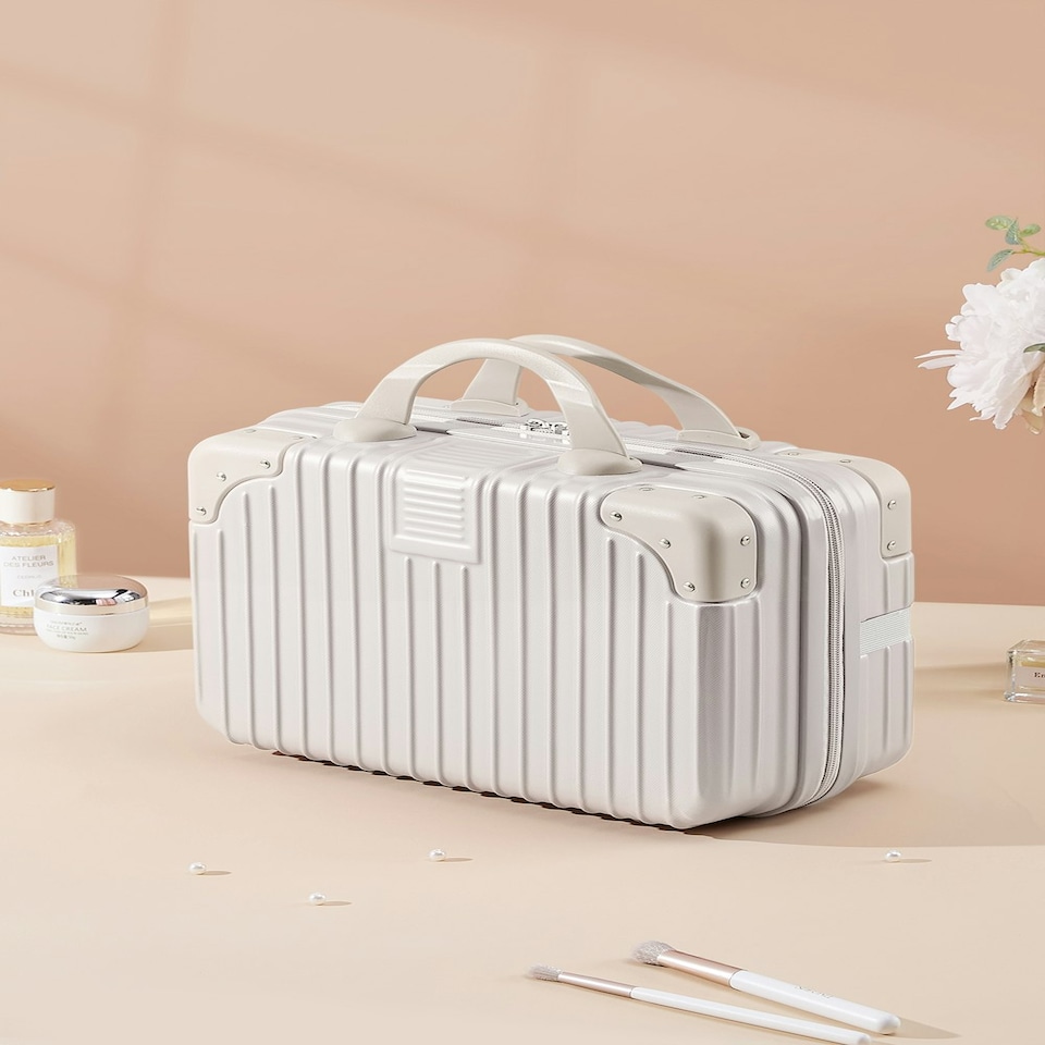 image 1 of Living and Home Portable Plastic Makeup Case for Travel White | Personal Item