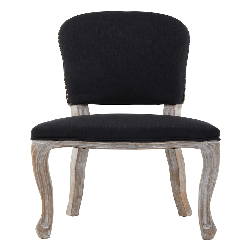 image 1 of Interiors by Premier Black Dining Chair with Wooden Legs, Velvet Dining Chair, Cozy Small Accent Chair for Living Room