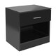 image 1 of Modern Bedside Table with Drawer and Open Shelf High Gloss In Black Black
