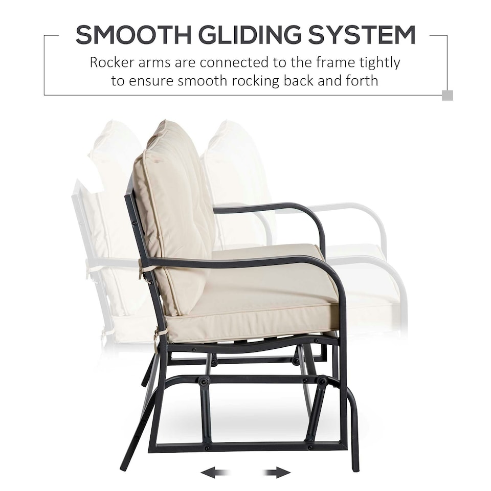 image 1 of Outsunny Outdoor Double Rocking Chair Glider Loveseat, Khaki
