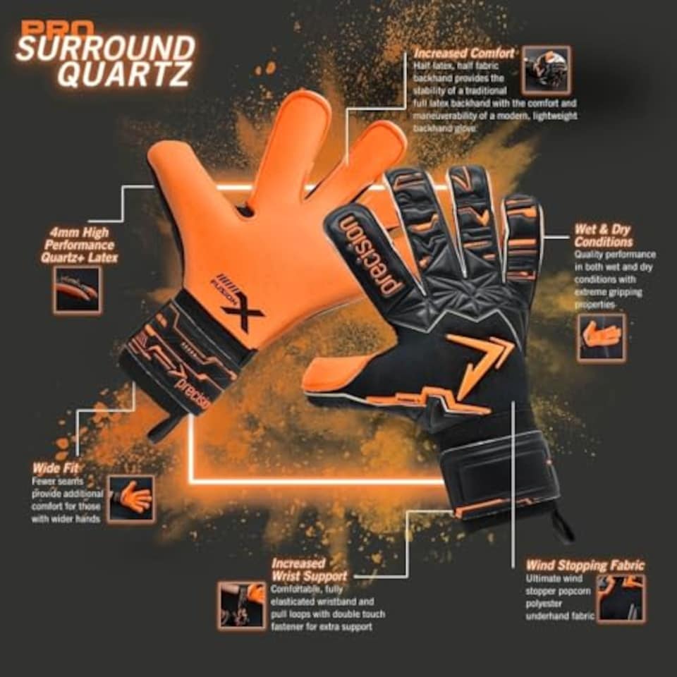 image 1 of Precision Fusion X Pro Surround Quartz Wider Hand Professional Football Adult's Goalkeeper Gloves, Black, 8