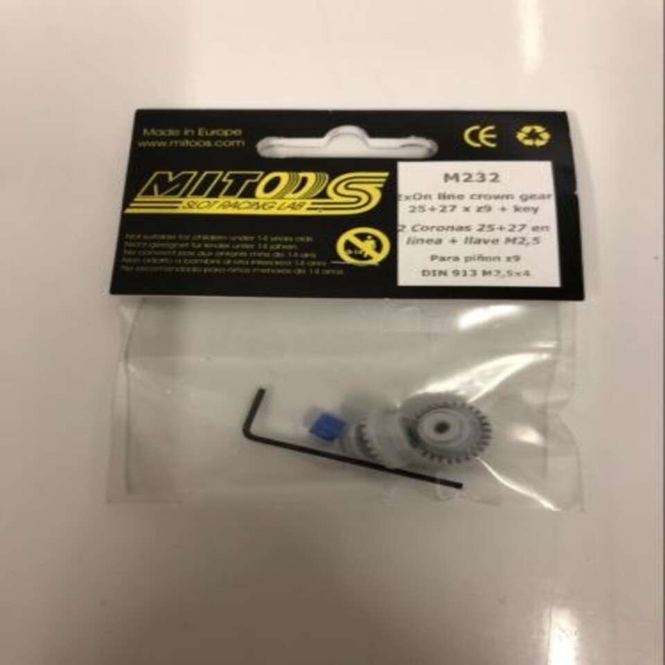 Mitoos M232 2 x In line Crown 25 + 27 Tooth Z9 + Key