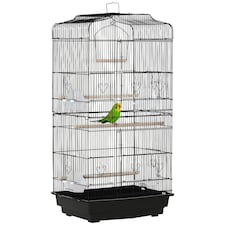 PawHut 92cm Large Bird Cage with Stand, Perches, Food Bowls, Swing, Black