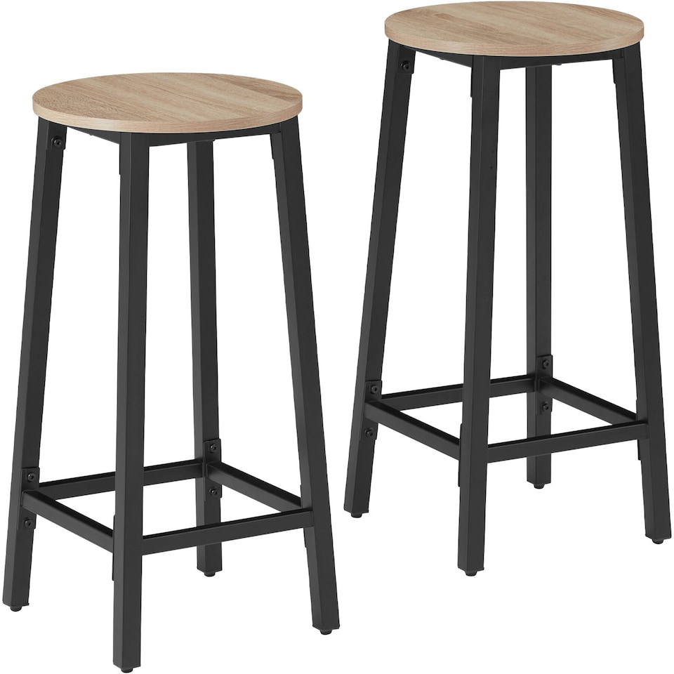 image 1 of 2 Bar stools Corby | Brown | industrial wood light, oak Sonoma | 32 x 32 x 66 cm | 2