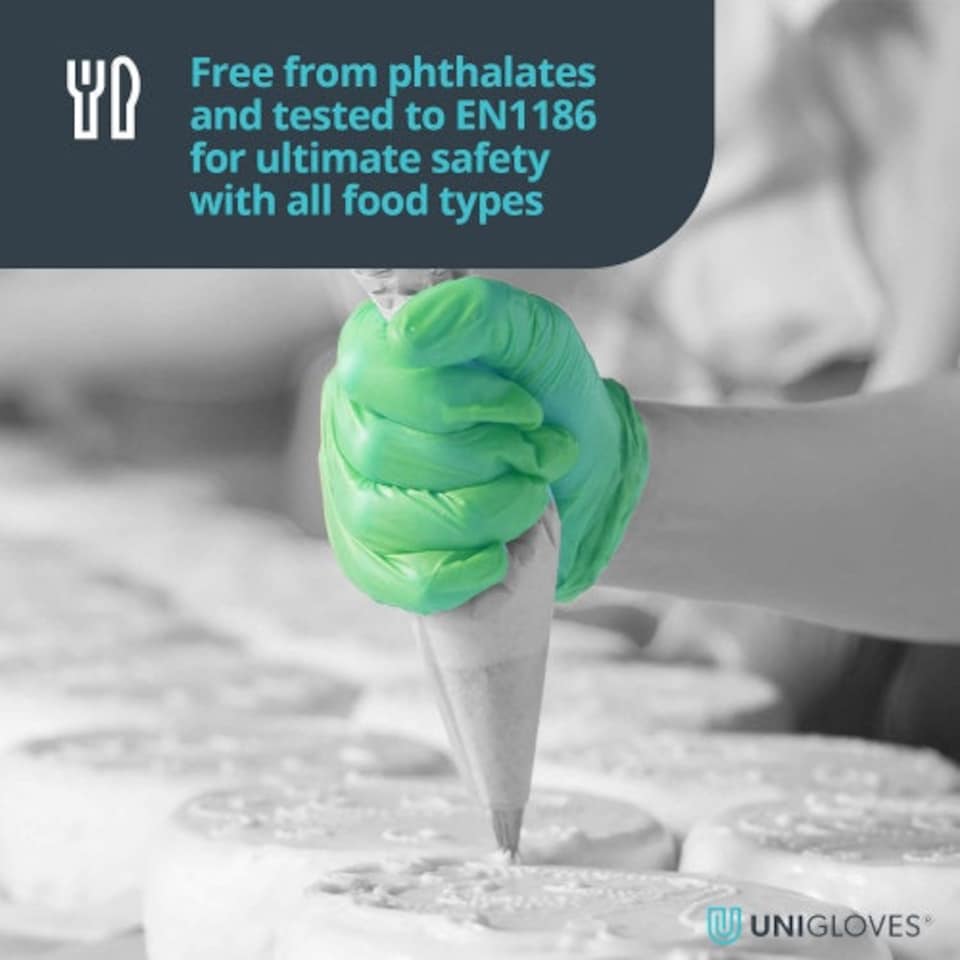 image 1 of Unigloves Green Pearl Box of 100 Nitrile Gloves