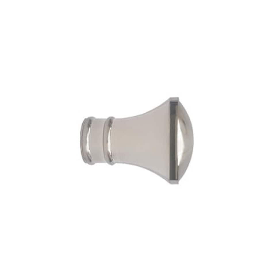 image 1 of 35mm Fixed Length Metal Curtain Pole Set Satin Silver Trumpet Finial 330cm | Silver | Silver