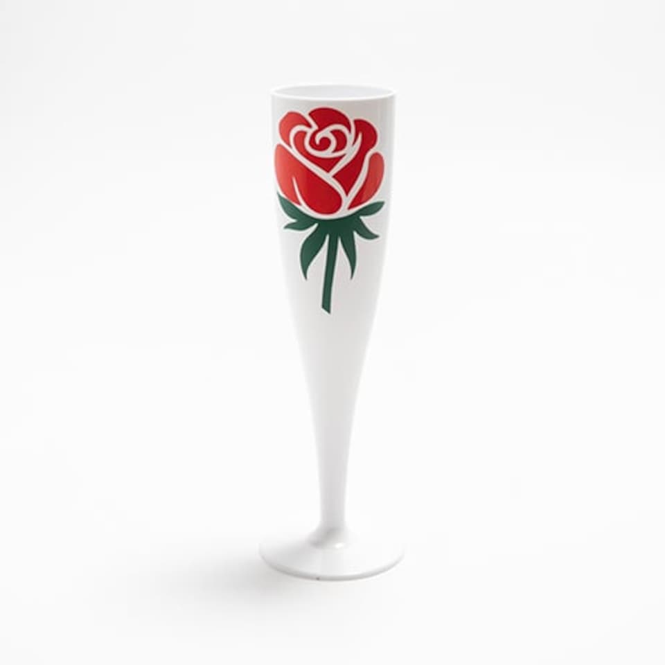 image 1 of Romantic Rose Design White Plastic Flute