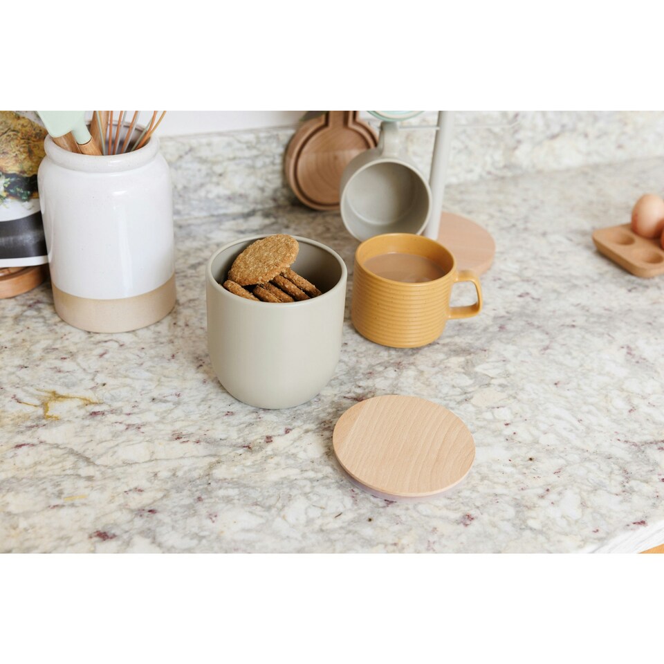 image 1 of KitchenCraft Kitchen Canister Putty Wood 12x12cm