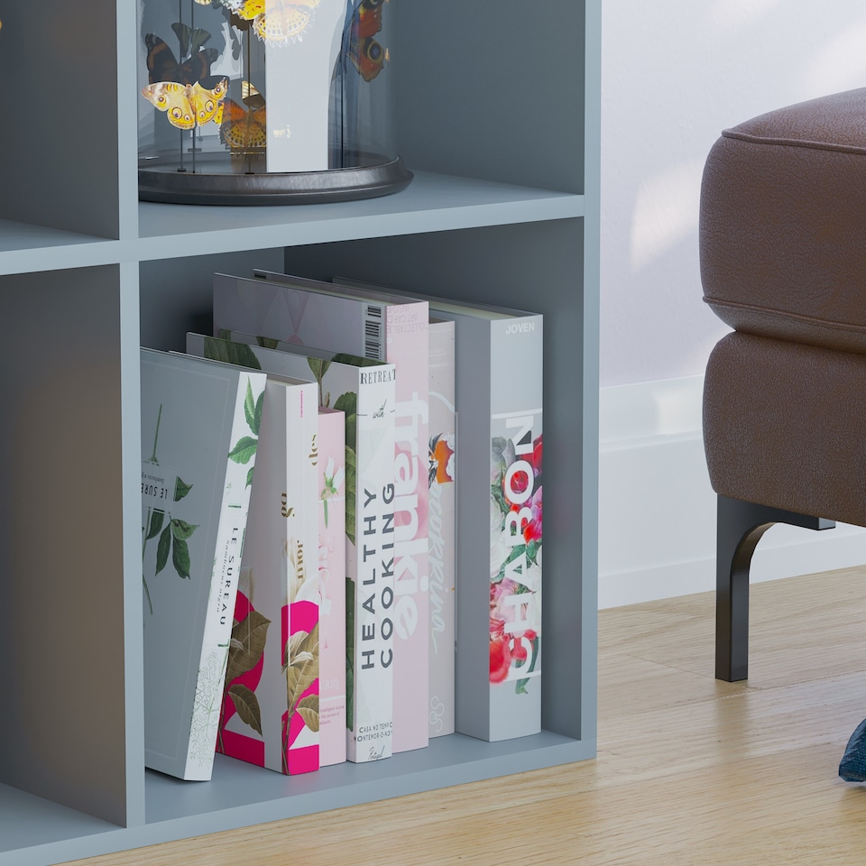 image 1 of Vida Designs Durham 3x3 Cube Storage Bookcase Display Unit, Grey