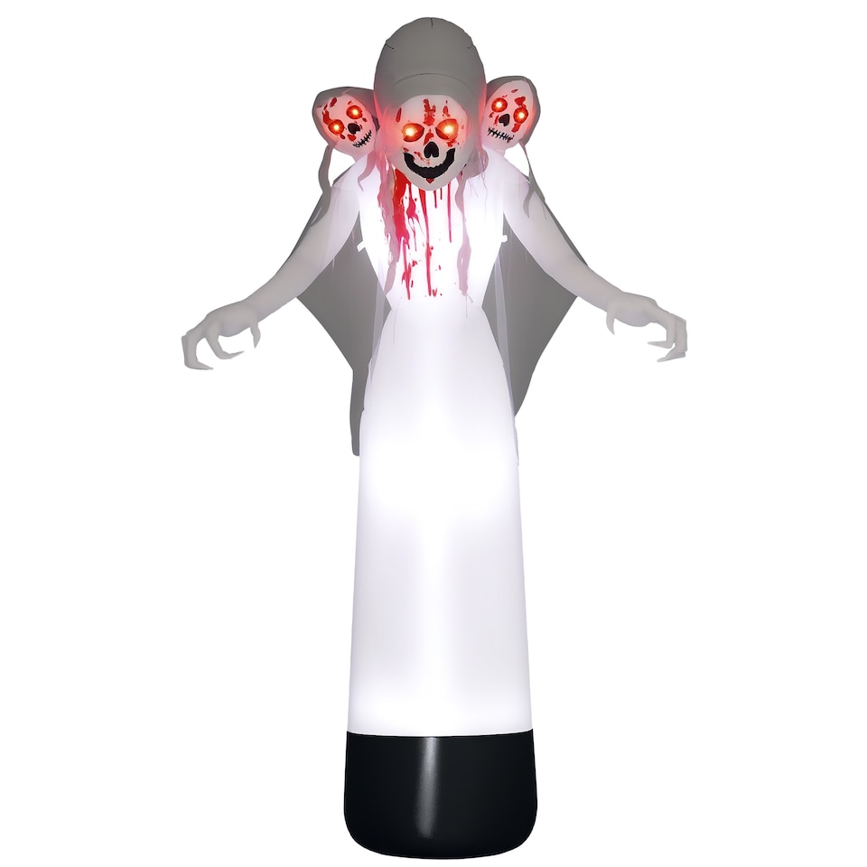 image 1 of Outsunny 8.9FT Tall Halloween Inflatable Witch Ghost with Three Heads, Blow Up Outdoor Halloween Decoration with Build-in LED Lights for Garden, Lawn, Party