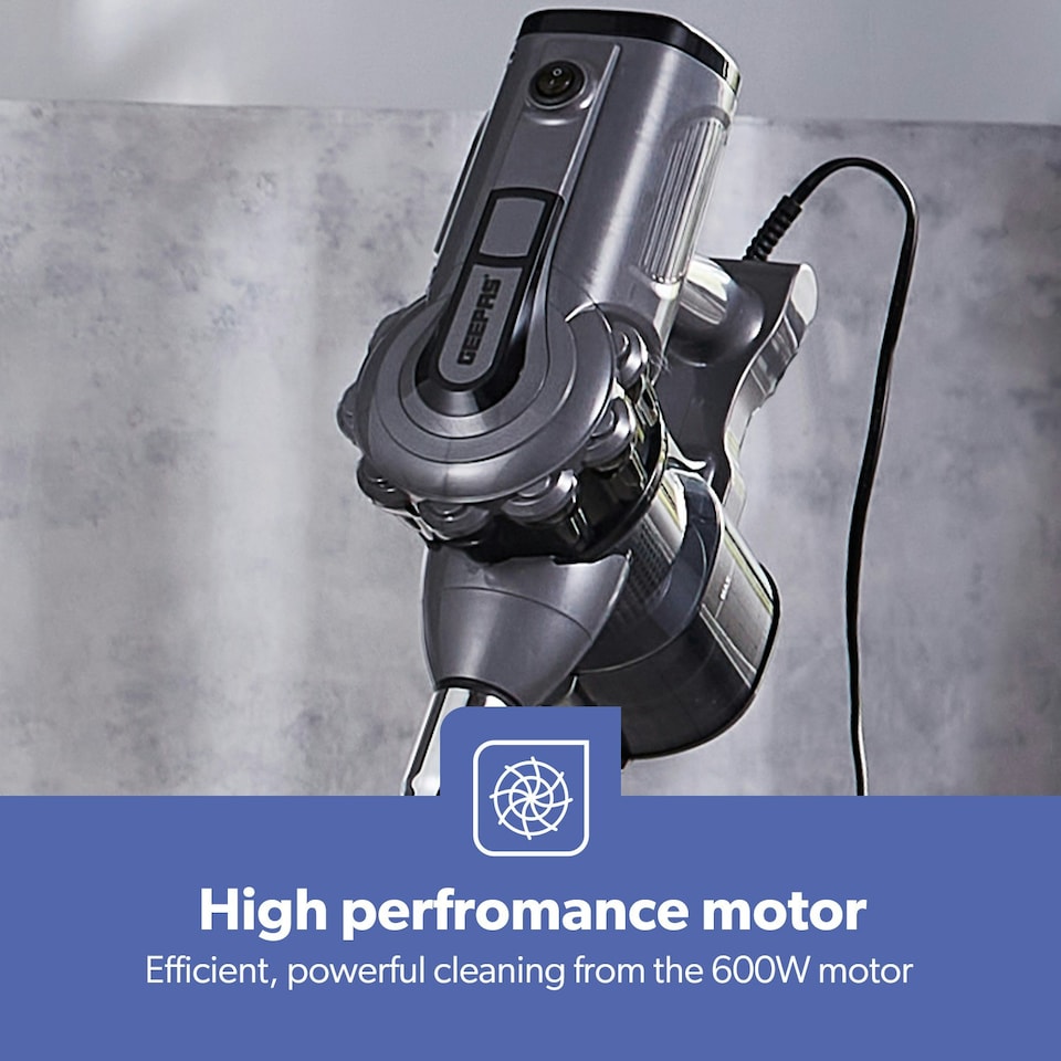 image 1 of GEEPAS 2-in-1 Corded Stick & Handheld Bagless Upright Vacuum Cleaner - Black