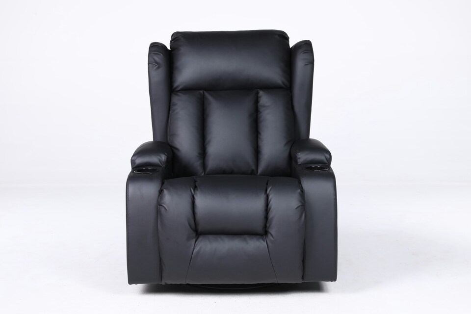 image 1 of SoHo 10 in 1 Recliner Armchair With Swivel, Tilt Heated and Massage Functionality Black | Black | One Size