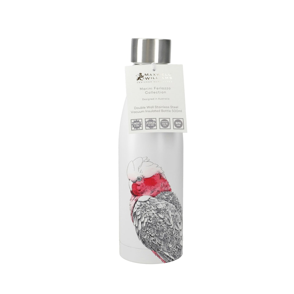 image 1 of Maxwell & Williams Water Bottle White Insulated Galah 500ml