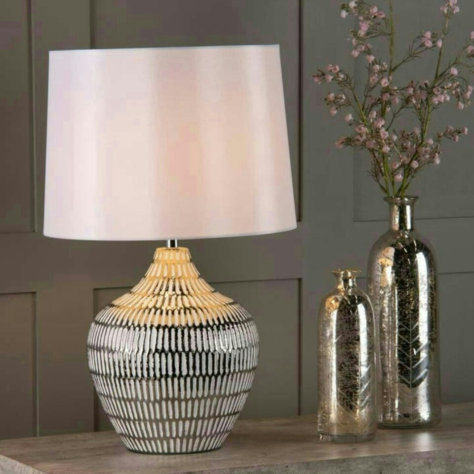 image 1 of Orla Silver Metallic Ceramic Touch Table Lamp