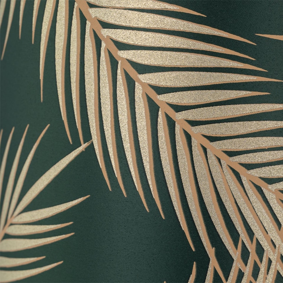 image 1 of Tropica - Dark Green with Gold Embossed Leaf Detail 30cm Pendant Shade | Green | Large | 1