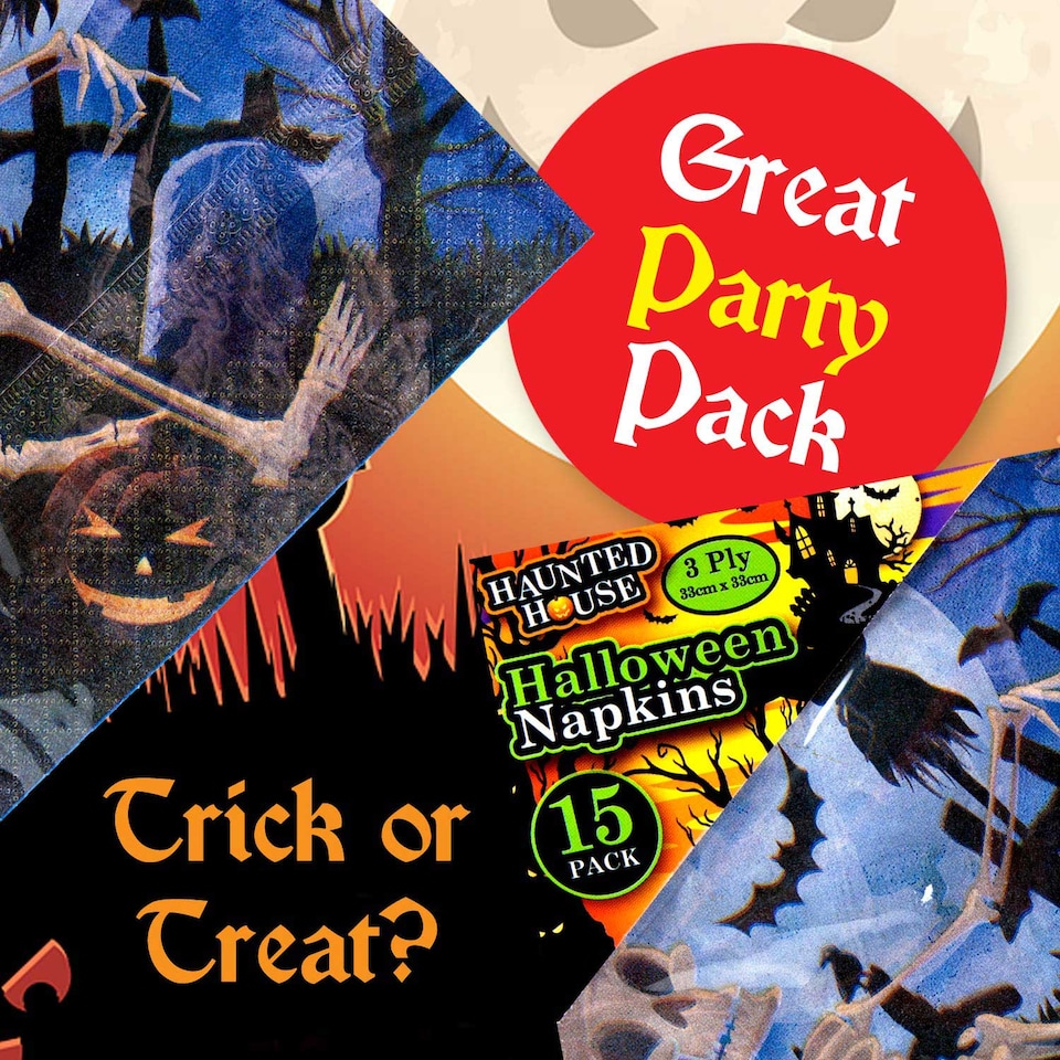 image 1 of PMS Halloween Napkins - Spooky 3-Ply Novelty Serviettes, Pack of 15