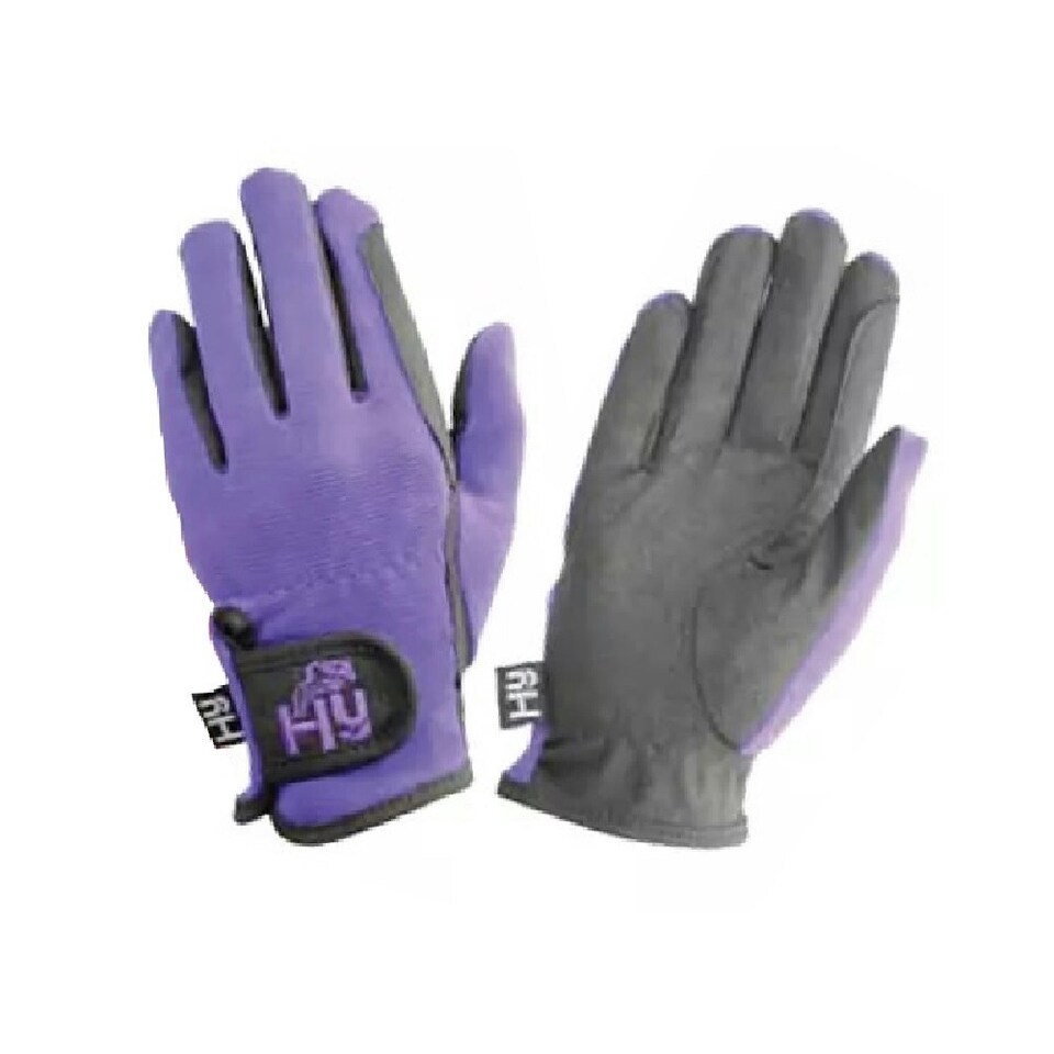 Hy5 Children/Kids Every Day Two Tone Riding Gloves - Black/Purple - XL Black | XL