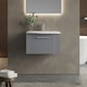 image 2 of Retro 1 Drawer Wall Hung Vanity Unit with Curved 1 Tap Hole Ceramic Basin - 600mm - Satin Grey - Balterley Grey