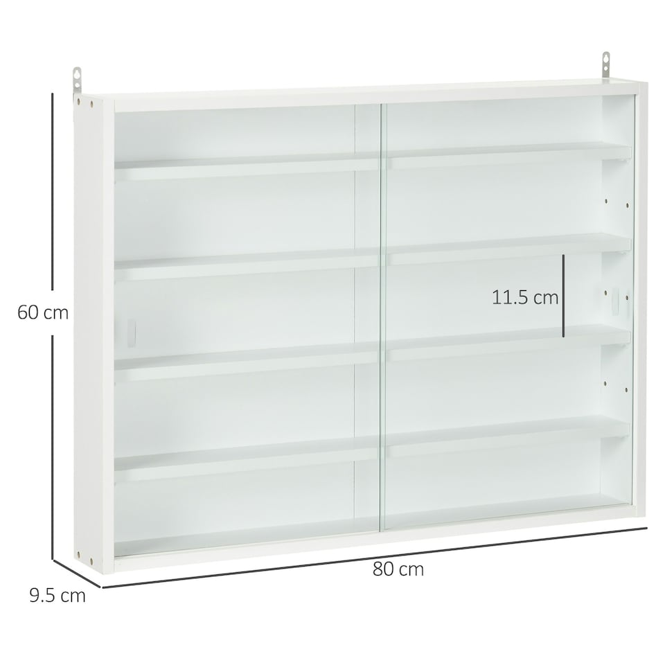 image 1 of HOMCOM 5-Tier Wall Display Shelf Unit Cabinet w/ Shelves Glass Doors