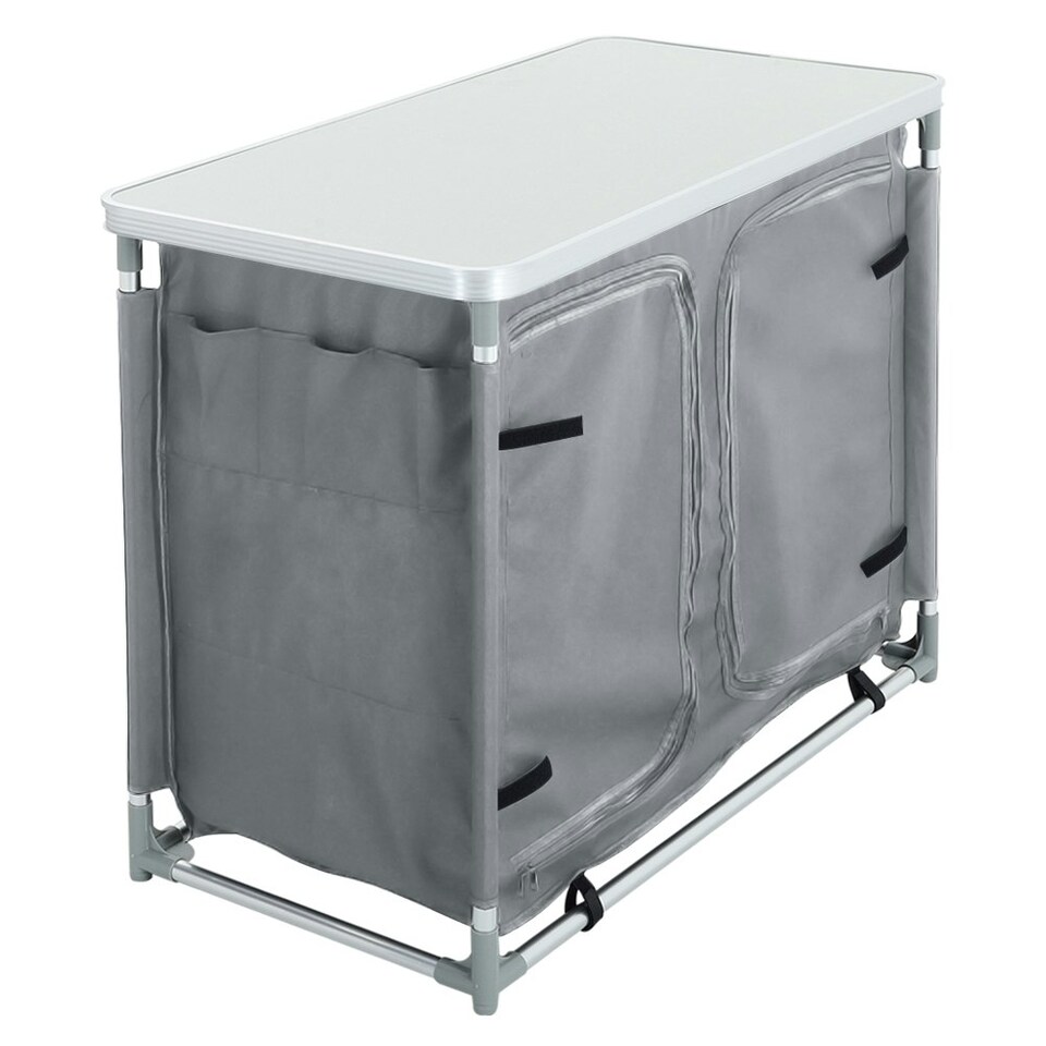 image 1 of Living and Home Portable Camping Kitchen Table with Storage Cabinet