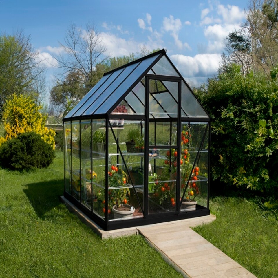 image 1 of 6 x 8 Feet Canopia Hybrid Greenhouse - Polycarbonate/Aluminium - L247 x W185 x H185 cm - Black