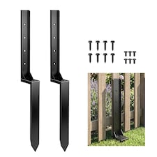 Outsunny 2 Pack Fence Post Repair Kit, Metal Fence Post Support with Drill | Black | Black | 81 x 5.5 x 12 cm