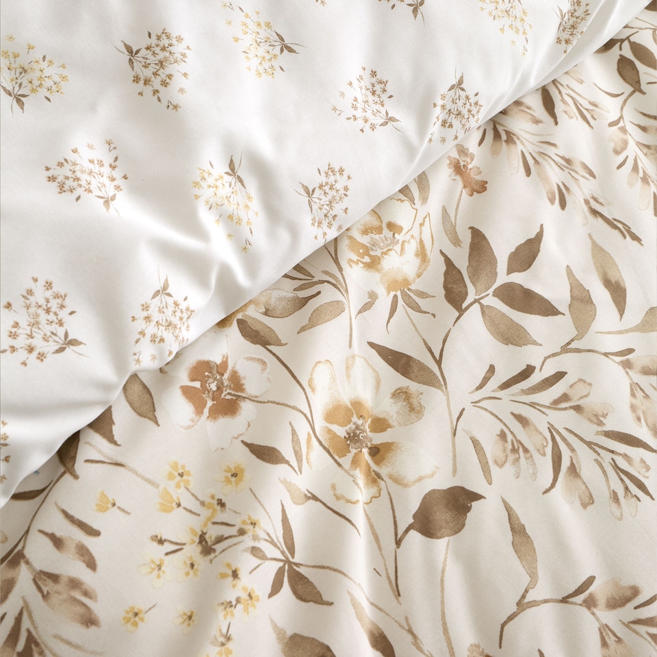 image 1 of Isadora Floral Reversible Duvet Cover Set | Cream | Natural | King