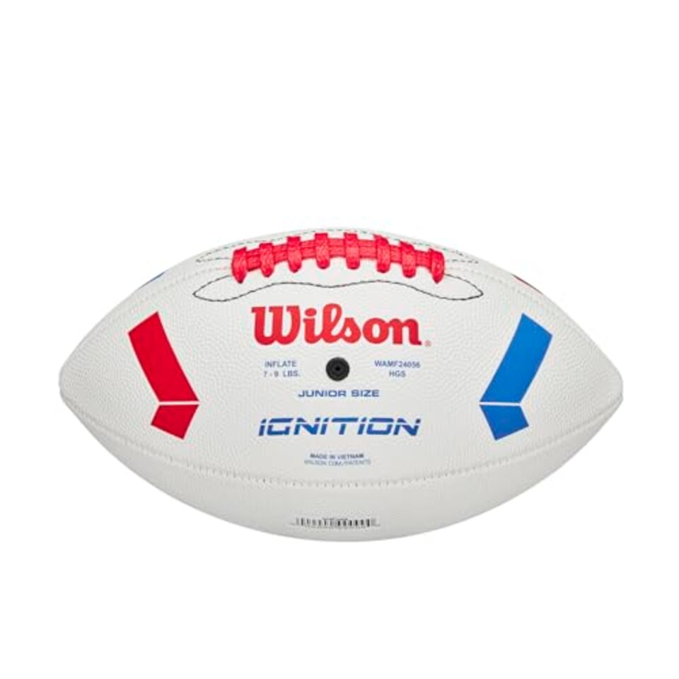 image 1 of Wilson Nfl Ignition Football, Made From Composite Leather For All-Weather Play, Wider Laces & Proud Nfl Logo, Colour: White, Junior Size
