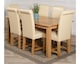 image 2 of Oslo 180 x 90 cm Large Oak Dining Table and 6 Washington Leather Chairs | Cream | Cream