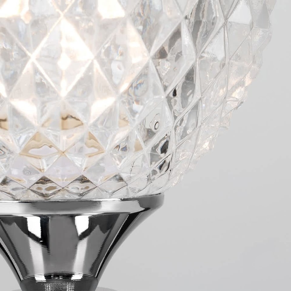 image 1 of ValueLights Pair Of Modern Silver Chrome And Decorative Glass Bedside Touch Table Lamps | Chrome