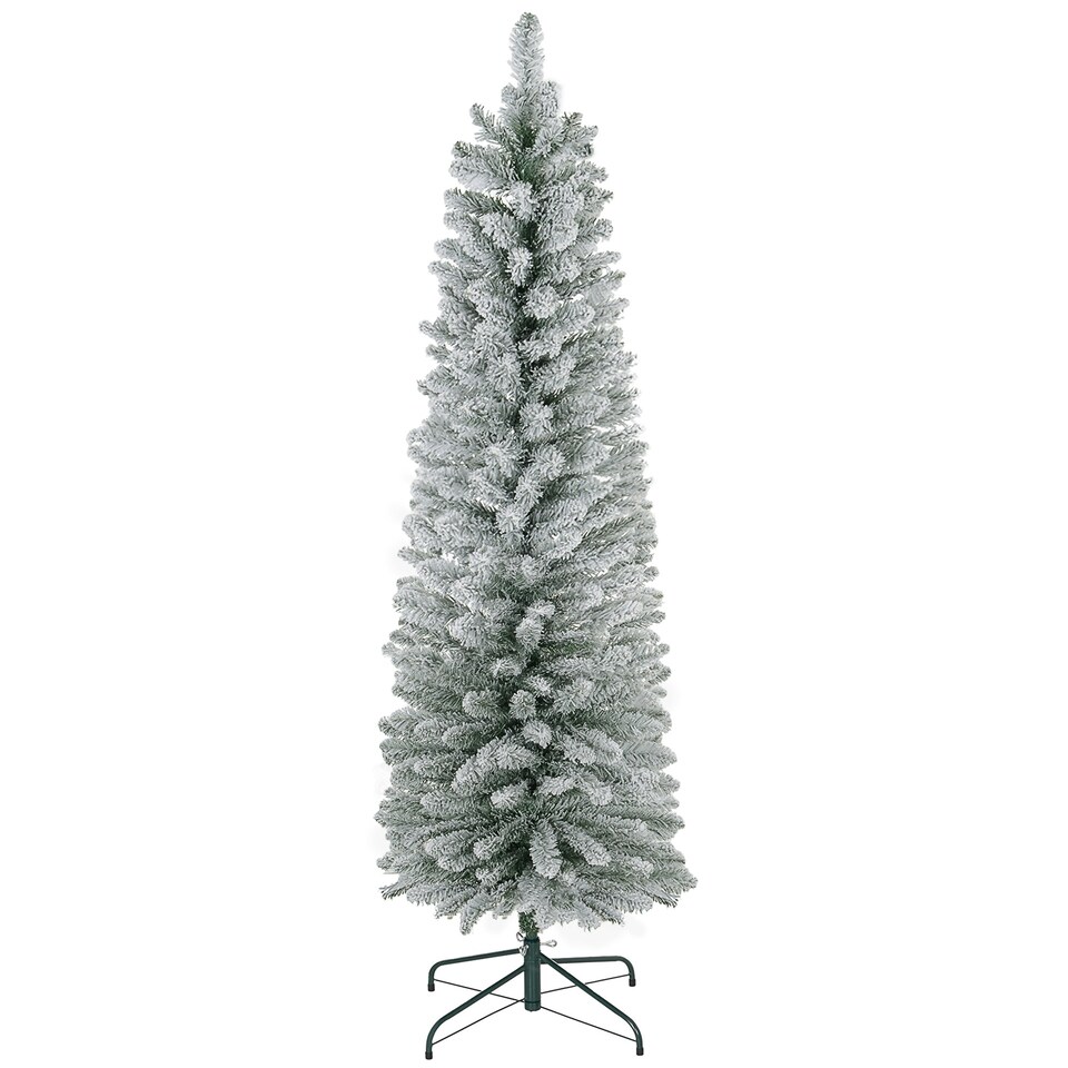 image 1 of HOMCOM 5 Foot Artificial Pencil Christmas Tree with Snow Flocked Tips