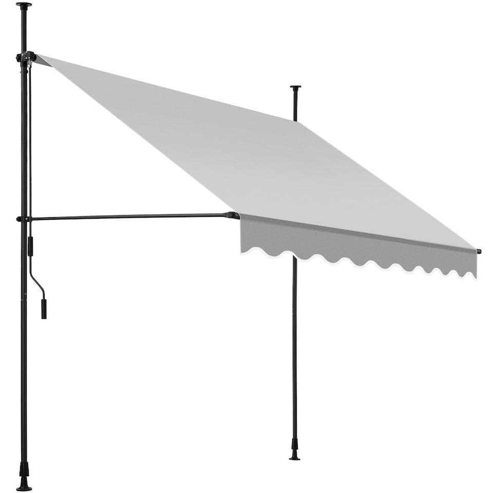 image 1 of Awning with hand crank - pressure fitted , height adjustable | Grey | light grey | 200 x 180 cm | 1