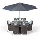 image 1 of Savannah Rectangle 6 Seat Rattan Dining Set Ice Bucket Drinks Cooler | Grey | Grey