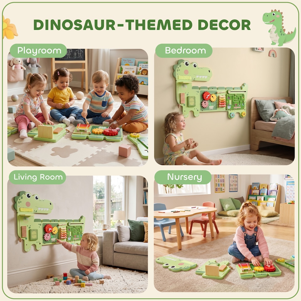image 1 of AIYAPLAY Busy Board Panels Wall Mounted Dinosaur
